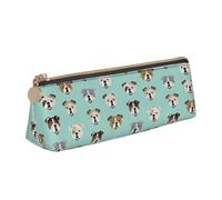 SDFHU English Bulldog Faces Print Lightweight Spacious Pencil Case Large Capacity Triangle Zippered for Writing Tools