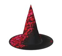 SDFHU Falling Red Hearts Print Comfortable Unisex Halloween Witch Hat For Party Carnival Accessory Cap Cosplay