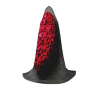 SDFHU Falling Red Hearts Print Wizard Robe For Halloween Cosplay Christmas Carnival Hooded Unisex Cloak Stylish