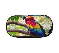 SDFHU Fantastic Parrot Feather 1 Print Pencil Case Stationery Tool Office Supplies Unisex Accessory Suitable Any Occasion, Black, One Size, Cute