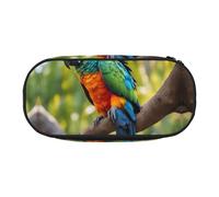 SDFHU Fantastic Parrot Feather Print Pencil Case Stationery Tool Office Supplies Unisex Accessory Suitable Any Occasion, Black, One Size, Cute
