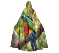SDFHU Fantastic Parrot Feather Print Wizard Robe For Halloween Cosplay Christmas Carnival Hooded Unisex Cloak Stylish