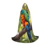 SDFHU Fantastic Parrot Feather Print Wizard Robe For Halloween Cosplay Christmas Carnival Hooded Unisex Cloak Stylish