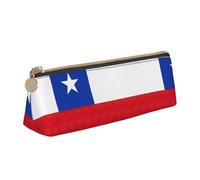SDFHU Flag of Chile Print Lightweight Spacious Pencil Case Large Capacity Triangle Zippered for Writing Tools