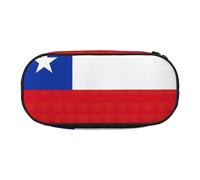 SDFHU Flag of Chile Print Pencil Case Stationery Tool Office Supplies Unisex Accessory Suitable Any Occasion, Black, One Size, Cute