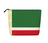 SDFHU Flag of the Chechen Republic Print Toiletry Pouch for Women Single-layer Makeup Bag Travel Essentials Cosmetic Zippered, Black, One Size