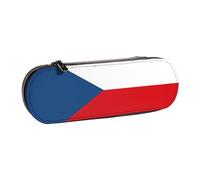 SDFHU Flag of the Czech Republic Print Leather Pencil Case â€“ Versatile Leather Pen Holder Pencil Pouch Travel Everyday Use