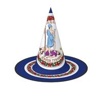 SDFHU Flag Of Virginia Print Comfortable Unisex Halloween Witch Hat For Party Carnival Accessory Cap Cosplay, Black, 1