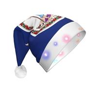 SDFHU Flag Of Virginia Print Unisex Adult Christmas Hat Santa With Lights Festive Celebrations Party Accessory