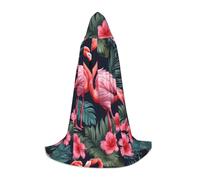 SDFHU Flamingo Love Flowers Print Wizard Robe For Halloween Cosplay Christmas Carnival Hooded Unisex Cloak Stylish
