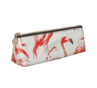 SDFHU Flamingos on white Print Lightweight Spacious Pencil Case Large Capacity Triangle Zippered for Writing Tools