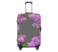 SDFHU Framing Lilac Flowers in Blossom Print Suitcase Covers Personalized Luggage Protector Elastic Washable Travel Gear Cover, Black, S