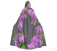 SDFHU Framing Lilac Flowers In Blossom Print Wizard Robe For Halloween Cosplay Christmas Carnival Hooded Unisex Cloak Stylish