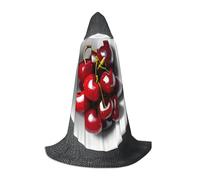SDFHU Fresh Cherry Print Wizard Robe For Halloween Cosplay Christmas Carnival Hooded Unisex Cloak Stylish