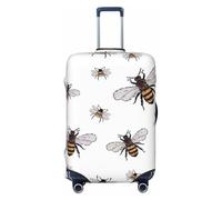 SDFHU Funny Bees Print Suitcase Covers Personalized Luggage Protector Elastic Washable Travel Gear Cover, Black, XL