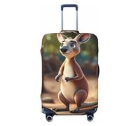 SDFHU Funny Cartoon Kangaroo Zoo (2) Print Suitcase Covers Personalized Luggage Protector Elastic Washable Travel Gear Cover, Black, L