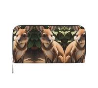 SDFHU Funny for Kangaroo Zoo Print Women Wallet Trendy Travel-Friendly 7.9X3.9in Casual Clutch Purse Gift for Ladies, Black, One Size, Art