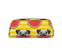 SDFHU Funny French Bullfighting Watermelon Print Adults Pencil Bag Versatile Pencil Case Zipper Multifunctional Zipper Pencil Case