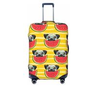 SDFHU Funny French Bullfighting Watermelon Print Suitcase Covers Personalized Luggage Protector Elastic Washable Travel Gear Cover, Black, S