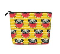 SDFHU Funny French Bullfighting Watermelon Print Toiletry Pouch for Women Single-layer Makeup Bag Travel Essentials Cosmetic Zippered, Black, One Size