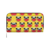 SDFHU Funny French Bullfighting Watermelon Print Women Wallet Trendy Travel-Friendly 7.9X3.9in Casual Clutch Purse Gift for Ladies, Black, One Size, Art