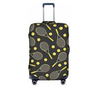 Sdfhu Funny Tennis Racquets and Tennis Balls Print Unique Travel Luggage Cover Washable Anti Scratch Suitcase Protector for Vacation, White, S