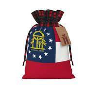 SDFHU Georgia State Flag Printing Christmas Drawstring Gift Bags Reusable Xmas Sacks For Holiday Packaging Needs
