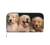 SDFHU Golden Retriever dogs puppies pets Print Women Wallet Trendy Travel-Friendly 7.9X3.9in Casual Clutch Purse Gift for Ladies, Black, One Size, Art