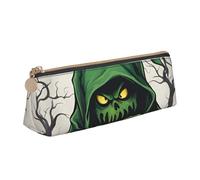 SDFHU Green Ghost Horror Halloween Pumpkin 1 Print Lightweight Spacious Pencil Case Large Capacity Triangle Zippered for Writing Tools