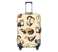 SDFHU Hairy Ferret Print Suitcase Covers Personalized Luggage Protector Elastic Washable Travel Gear Cover, Black, M