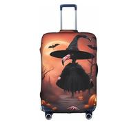Sdfhu Halloween Flamingo Witch Hat Print Unique Travel Luggage Cover Washable Anti Scratch Suitcase Protector for Vacation, White, S