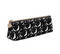 SDFHU Halloween Flying Bats Print Lightweight Spacious Pencil Case Large Capacity Triangle Zippered for Writing Tools