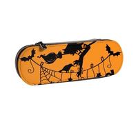 SDFHU Halloween Witch Flying Print Leather Pencil Case â€“ Versatile Leather Pen Holder Pencil Pouch Travel Everyday Use