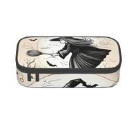 SDFHU Halloween Witch Flying Print Multifunctional Pencil Case Stationery Storage Bag Supplies Cosmetic Items Adults