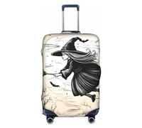 Sdfhu Halloween Witch Flying Print Unique Travel Luggage Cover Washable Anti Scratch Suitcase Protector for Vacation, White, S