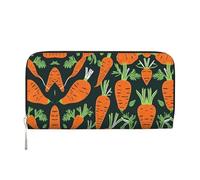 SDFHU Happy carrot seamless pattern Print Women Wallet Trendy Travel-Friendly 7.9X3.9in Casual Clutch Purse Gift for Ladies, Black, One Size, Art