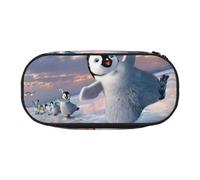 SDFHU Happy Penguin Print Pencil Case Stationery Tool Office Supplies Unisex Accessory Suitable Any Occasion, Black, One Size, Cute