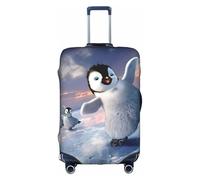 Sdfhu Happy Penguin Print Unique Travel Luggage Cover Washable Anti Scratch Suitcase Protector for Vacation, White, XL