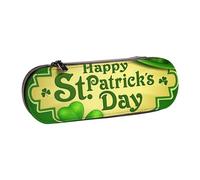 SDFHU Happy St. Patrick's Day Print Leather Pencil Case â€“ Versatile Leather Pen Holder Pencil Pouch Travel Everyday Use