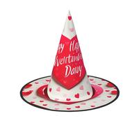 SDFHU Happy Valentine'S Day Print Comfortable Unisex Halloween Witch Hat For Party Carnival Accessory Cap Cosplay