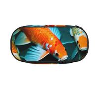 SDFHU HD Japanese Koi Fish Print Pencil Case Stationery Tool Office Supplies Unisex Accessory Suitable Any Occasion, Black, One Size, Cute