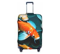 Sdfhu HD Japanese Koi Fish Print Unique Travel Luggage Cover Washable Anti Scratch Suitcase Protector for Vacation, White, M