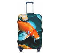 SDFHU HD Koi Fish Print Suitcase Covers Personalized Luggage Protector Elastic Washable Travel Gear Cover, Black, L