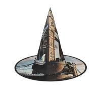 SDFHU Historic Old Tower Bridge London Print Comfortable Unisex Halloween Witch Hat For Party Carnival Accessory Cap Cosplay