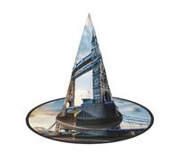 SDFHU Historic Old Tower Bridge London Print Comfortable Unisex Halloween Witch Hat For Party Carnival Accessory Cap Cosplay