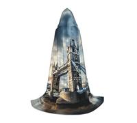 SDFHU Historic Old Tower Bridge London Print Wizard Robe For Halloween Cosplay Christmas Carnival Hooded Unisex Cloak Stylish