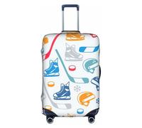 Sdfhu Hockey Elements Creative Patterned Print Unique Travel Luggage Cover Washable Anti Scratch Suitcase Protector for Vacation, White, S