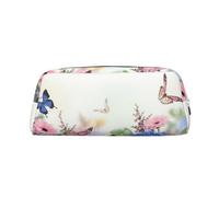 SDFHU Hydrangeas Daisies Butterflies Print Adults Pencil Bag Versatile Pencil Case Zipper Multifunctional Zipper Pencil Case