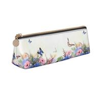 SDFHU Hydrangeas Daisies Butterflies Print Lightweight Spacious Pencil Case Large Capacity Triangle Zippered for Writing Tools