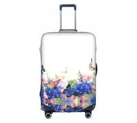 Sdfhu Hydrangeas Daisies Butterflies Print Unique Travel Luggage Cover Washable Anti Scratch Suitcase Protector for Vacation, White, XL